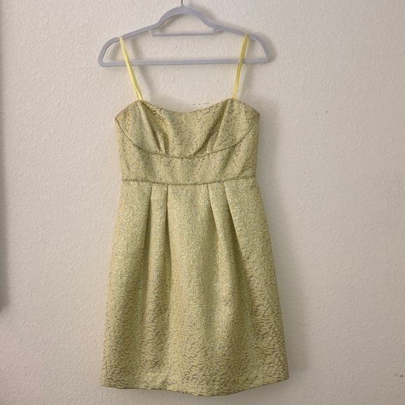 New BGBGMaxAzria Pale Lime and Silver Strapless Dress Size 8 - Picture 5 of 12